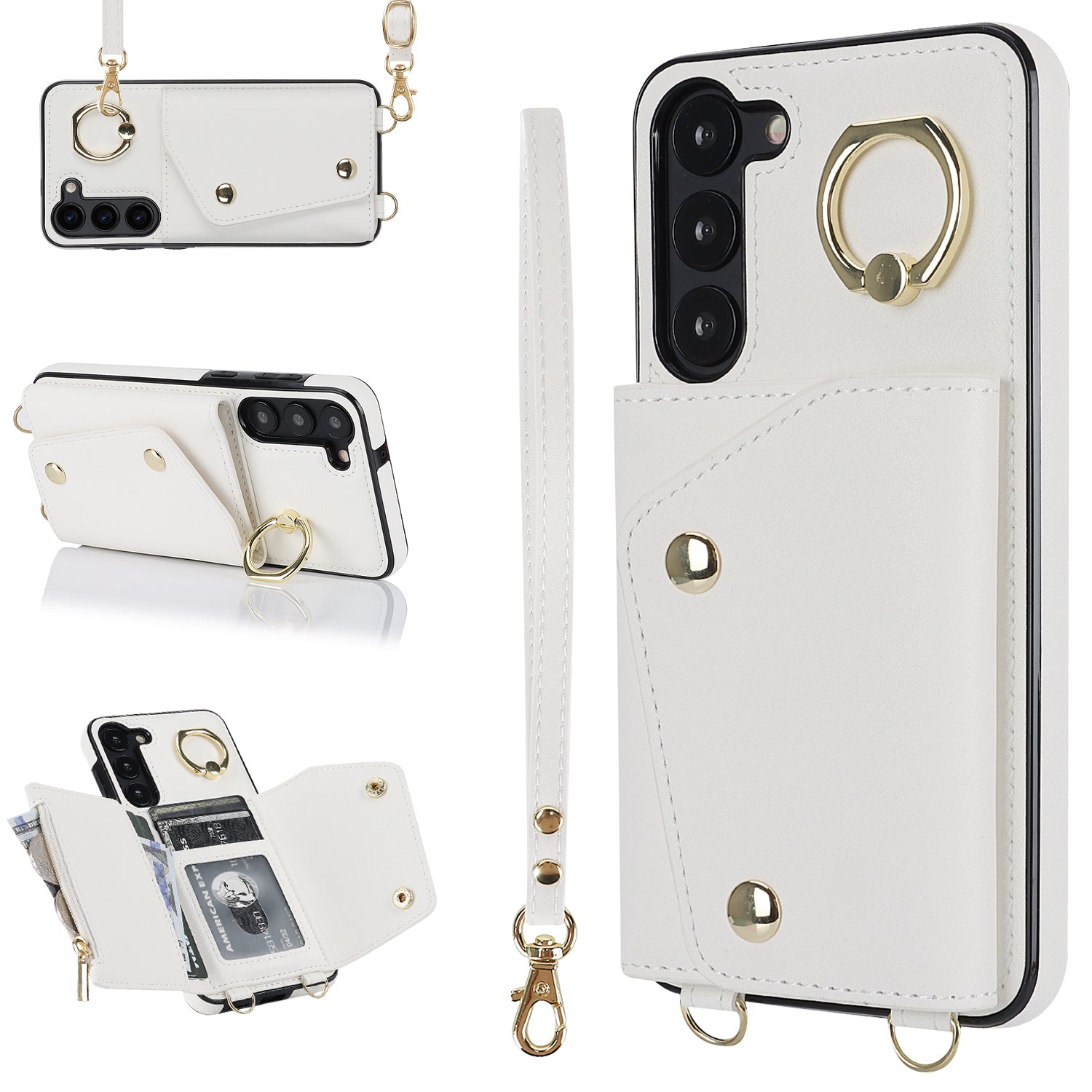 Crossbody Phone Case for Samsung Galaxy S23 Kickstand Zipper Wallet PU Leather Coated TPU Cover Crossbody Phone Case for Samsung Galaxy S23 Kickstand Zipper Wallet PU Leather Coated TPU Cover